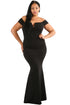 Sexy Black Plus Size Sheer Sleeve Column Dress